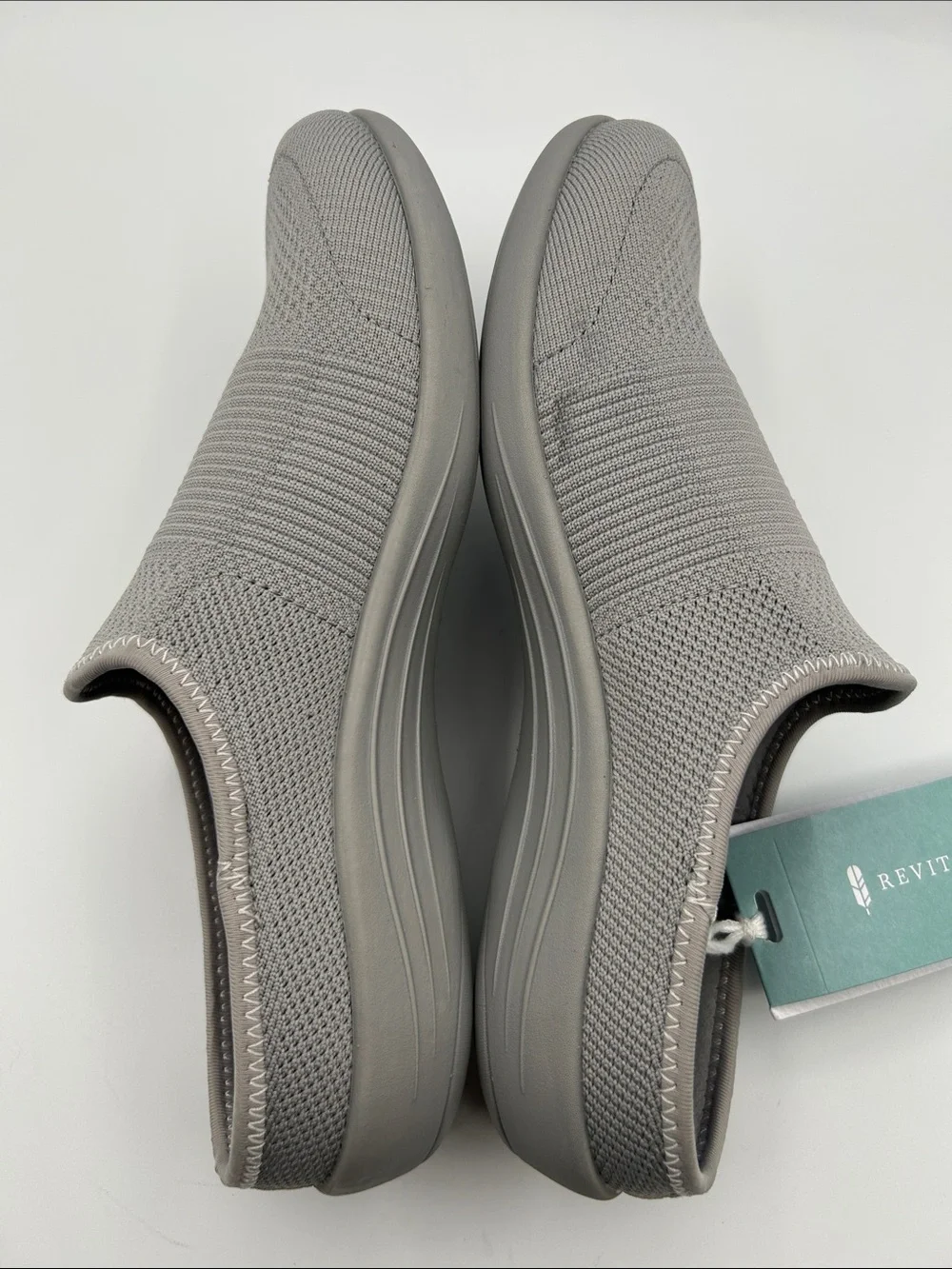 REVITALIGN Women's Slip-On Knit Clog in Light Gray